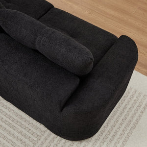 English Elm Chenille Cloud Sofa Deep Plush Seating Sculptural Tufted Upholstery for Modern Living Rooms Black W3505S00063