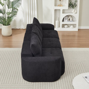 English Elm Chenille Cloud Sofa Deep Plush Seating Sculptural Tufted Upholstery for Modern Living Rooms Black W3505S00063