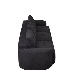 English Elm Chenille Cloud Sofa Deep Plush Seating Sculptural Tufted Upholstery for Modern Living Rooms Black W3505S00063