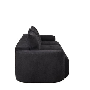 English Elm Chenille Cloud Sofa Deep Plush Seating Sculptural Tufted Upholstery for Modern Living Rooms Black W3505S00063