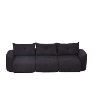 English Elm Chenille Cloud Sofa Deep Plush Seating Sculptural Tufted Upholstery for Modern Living Rooms Black W3505S00063