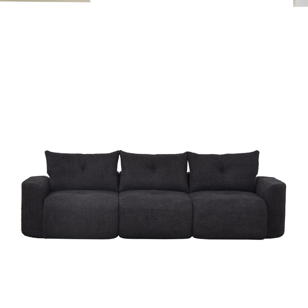 English Elm Chenille Cloud Sofa Deep Plush Seating Sculptural Tufted Upholstery for Modern Living Rooms Black W3505S00063