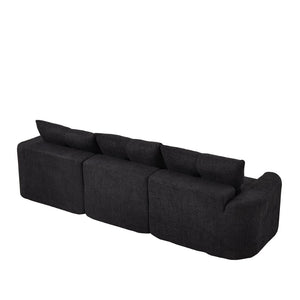 English Elm Chenille Cloud Sofa Deep Plush Seating Sculptural Tufted Upholstery for Modern Living Rooms Black W3505S00063