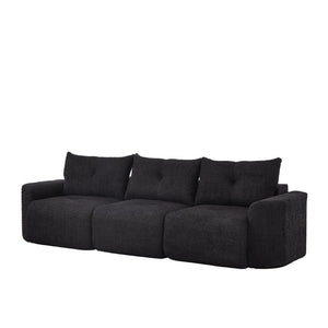 English Elm Chenille Cloud Sofa Deep Plush Seating Sculptural Tufted Upholstery for Modern Living Rooms Black W3505S00063