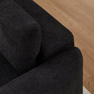 English Elm Chenille Cloud Sofa Deep Plush Seating Sculptural Tufted Upholstery for Modern Living Rooms Black W3505S00063
