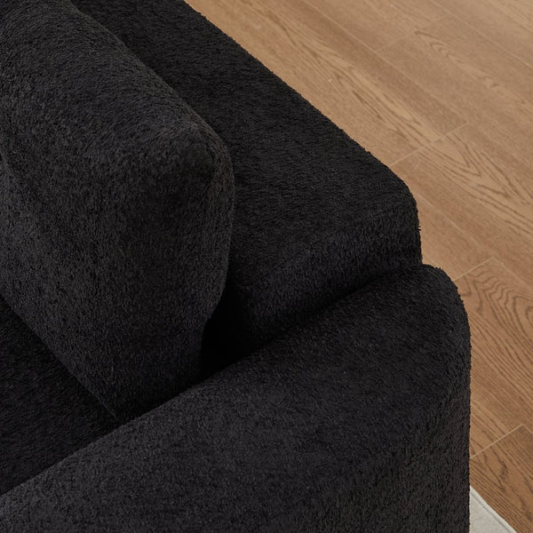 English Elm Chenille Cloud Sofa Deep Plush Seating Sculptural Tufted Upholstery for Modern Living Rooms Black W3505S00063