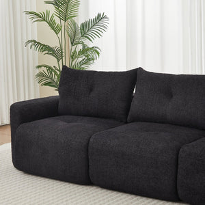 English Elm Chenille Cloud Sofa Deep Plush Seating Sculptural Tufted Upholstery for Modern Living Rooms Black W3505S00063