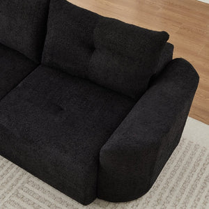 English Elm Chenille Cloud Sofa Deep Plush Seating Sculptural Tufted Upholstery for Modern Living Rooms Black W3505S00063