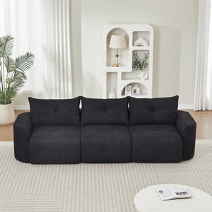 English Elm Chenille Cloud Sofa Deep Plush Seating Sculptural Tufted Upholstery for Modern Living Rooms Black W3505S00063