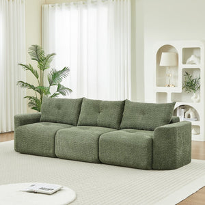English Elm Chenille Cloud Sofa Deep Plush Seating Sculptural Tufted Upholstery for Modern Living Rooms Green W3505S00064
