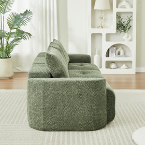 English Elm Chenille Cloud Sofa Deep Plush Seating Sculptural Tufted Upholstery for Modern Living Rooms Green W3505S00064
