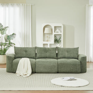 English Elm Chenille Cloud Sofa Deep Plush Seating Sculptural Tufted Upholstery for Modern Living Rooms Green W3505S00064