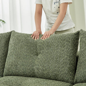 English Elm Chenille Cloud Sofa Deep Plush Seating Sculptural Tufted Upholstery for Modern Living Rooms Green W3505S00064