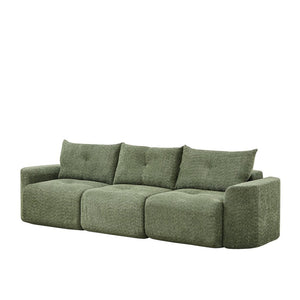 English Elm Chenille Cloud Sofa Deep Plush Seating Sculptural Tufted Upholstery for Modern Living Rooms Green W3505S00064
