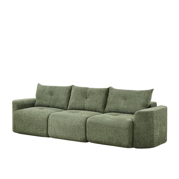 English Elm Chenille Cloud Sofa Deep Plush Seating Sculptural Tufted Upholstery for Modern Living Rooms Green W3505S00064