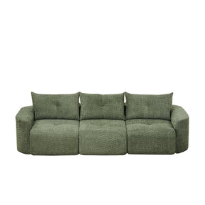 English Elm Chenille Cloud Sofa Deep Plush Seating Sculptural Tufted Upholstery for Modern Living Rooms Green W3505S00064
