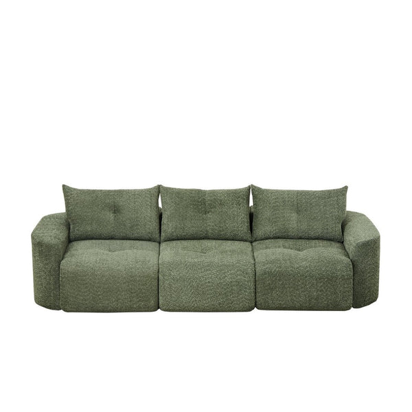English Elm Chenille Cloud Sofa Deep Plush Seating Sculptural Tufted Upholstery for Modern Living Rooms Green W3505S00064