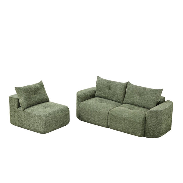 English Elm Chenille Cloud Sofa Deep Plush Seating Sculptural Tufted Upholstery for Modern Living Rooms Green W3505S00064