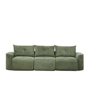 English Elm Chenille Cloud Sofa Deep Plush Seating Sculptural Tufted Upholstery for Modern Living Rooms Green W3505S00064