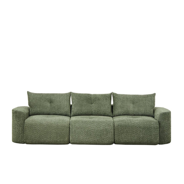 English Elm Chenille Cloud Sofa Deep Plush Seating Sculptural Tufted Upholstery for Modern Living Rooms Green W3505S00064