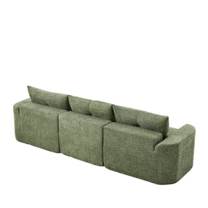 English Elm Chenille Cloud Sofa Deep Plush Seating Sculptural Tufted Upholstery for Modern Living Rooms Green W3505S00064