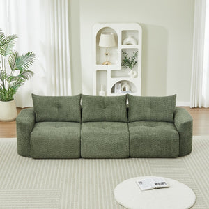 English Elm Chenille Cloud Sofa Deep Plush Seating Sculptural Tufted Upholstery for Modern Living Rooms Green W3505S00064