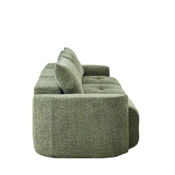 English Elm Chenille Cloud Sofa Deep Plush Seating Sculptural Tufted Upholstery for Modern Living Rooms Green W3505S00064