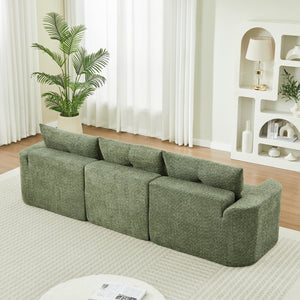 English Elm Chenille Cloud Sofa Deep Plush Seating Sculptural Tufted Upholstery for Modern Living Rooms Green W3505S00064