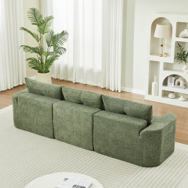 English Elm Chenille Cloud Sofa Deep Plush Seating Sculptural Tufted Upholstery for Modern Living Rooms Green W3505S00064