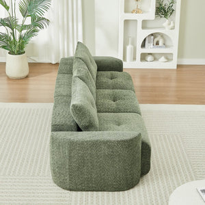 English Elm Chenille Cloud Sofa Deep Plush Seating Sculptural Tufted Upholstery for Modern Living Rooms Green W3505S00064