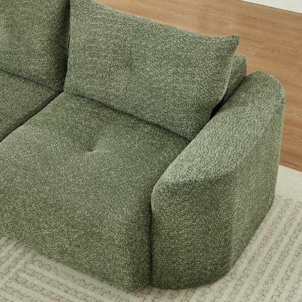 English Elm Chenille Cloud Sofa Deep Plush Seating Sculptural Tufted Upholstery for Modern Living Rooms Green W3505S00064