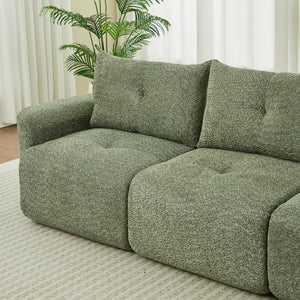 English Elm Chenille Cloud Sofa Deep Plush Seating Sculptural Tufted Upholstery for Modern Living Rooms Green W3505S00064