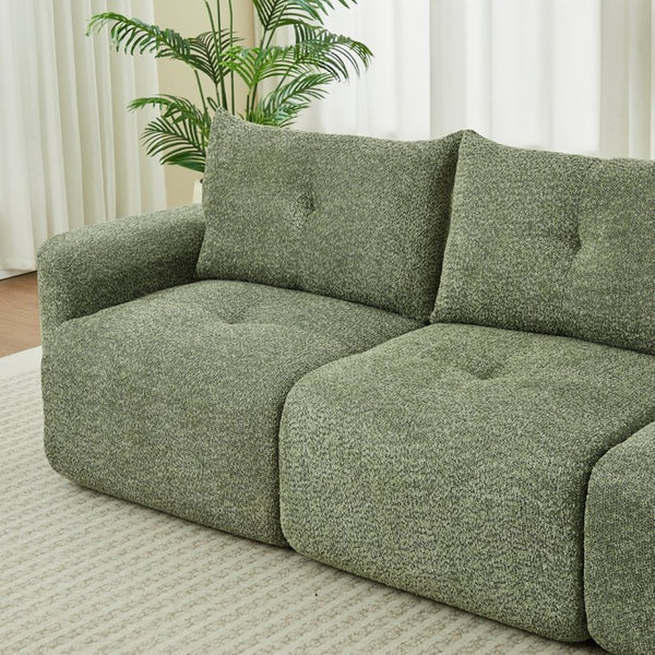 English Elm Chenille Cloud Sofa Deep Plush Seating Sculptural Tufted Upholstery for Modern Living Rooms Green W3505S00064