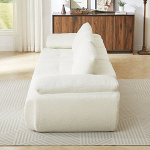 English Elm Video]115 Inch Cloud Silhouette Chenille Sofa with Horn Back Cushions for Modern Living Beige W3505S00069