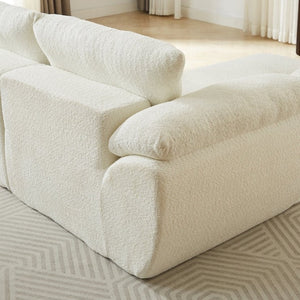 English Elm Video]115 Inch Cloud Silhouette Chenille Sofa with Horn Back Cushions for Modern Living Beige W3505S00069