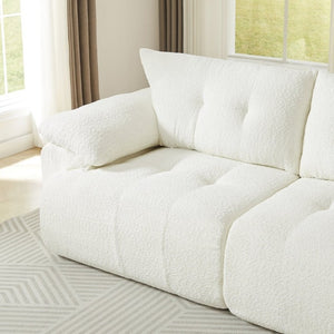 English Elm Video]115 Inch Cloud Silhouette Chenille Sofa with Horn Back Cushions for Modern Living Beige W3505S00069