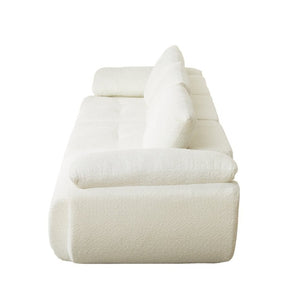 English Elm Video]115 Inch Cloud Silhouette Chenille Sofa with Horn Back Cushions for Modern Living Beige W3505S00069