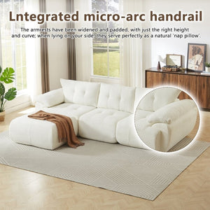 English Elm Video]115 Inch Cloud Silhouette Chenille Sofa with Horn Back Cushions for Modern Living Beige W3505S00069