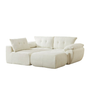 English Elm Video]115 Inch Cloud Silhouette Chenille Sofa with Horn Back Cushions for Modern Living Beige W3505S00069