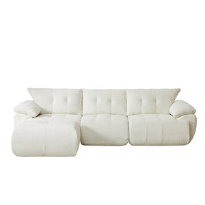 English Elm Video]115 Inch Cloud Silhouette Chenille Sofa with Horn Back Cushions for Modern Living Beige W3505S00069