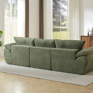 English Elm Video]115 Inch Cloud Silhouette Chenille Sofa with Horn Back Cushions for Modern Living Green W3505S00070