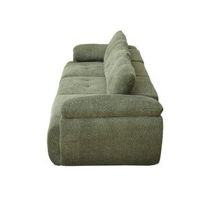 English Elm Video]115 Inch Cloud Silhouette Chenille Sofa with Horn Back Cushions for Modern Living Green W3505S00070