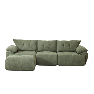 English Elm Video]115 Inch Cloud Silhouette Chenille Sofa with Horn Back Cushions for Modern Living Green W3505S00070