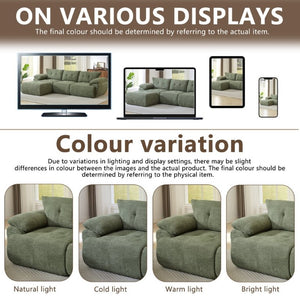 English Elm Video]115 Inch Cloud Silhouette Chenille Sofa with Horn Back Cushions for Modern Living Green W3505S00070