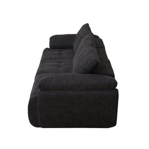 English Elm Video]115 Inch Cloud Silhouette Chenille Sofa with Horn Back Cushions for Modern Living Black W3505S00071