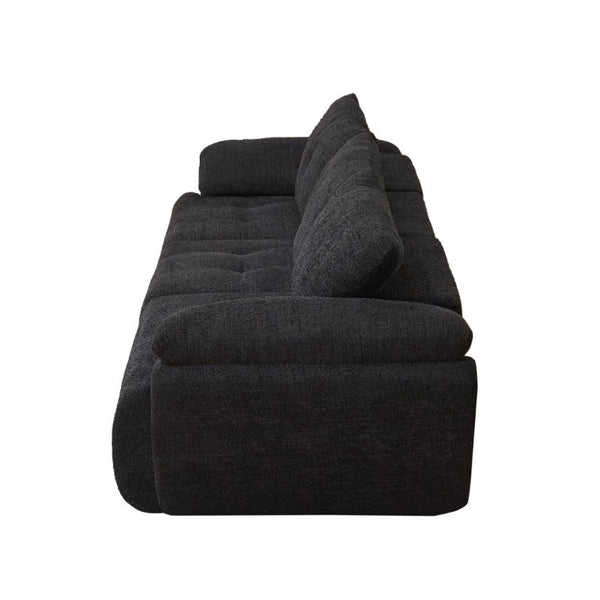 English Elm Video]115 Inch Cloud Silhouette Chenille Sofa with Horn Back Cushions for Modern Living Black W3505S00071