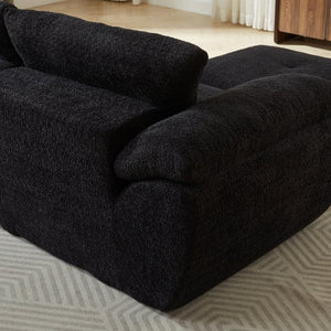 English Elm Video]115 Inch Cloud Silhouette Chenille Sofa with Horn Back Cushions for Modern Living Black W3505S00071