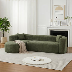 English Elm Video]109.4 Inch Modular L-Shape Chenille Sectional Cloud Couch for Open Living Rooms Green W3505S00075