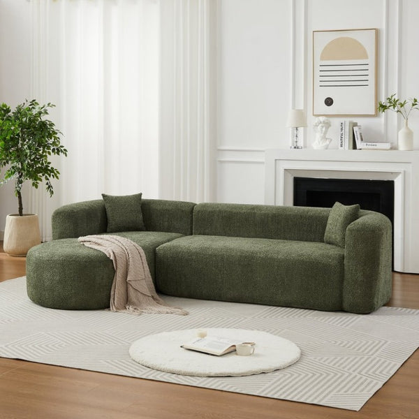 English Elm Video]109.4 Inch Modular L-Shape Chenille Sectional Cloud Couch for Open Living Rooms Green W3505S00075