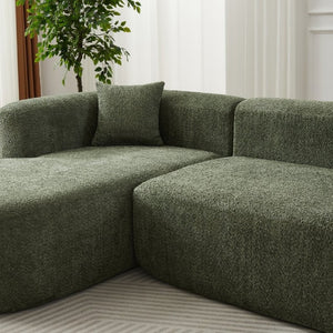 English Elm Video]109.4 Inch Modular L-Shape Chenille Sectional Cloud Couch for Open Living Rooms Green W3505S00075
